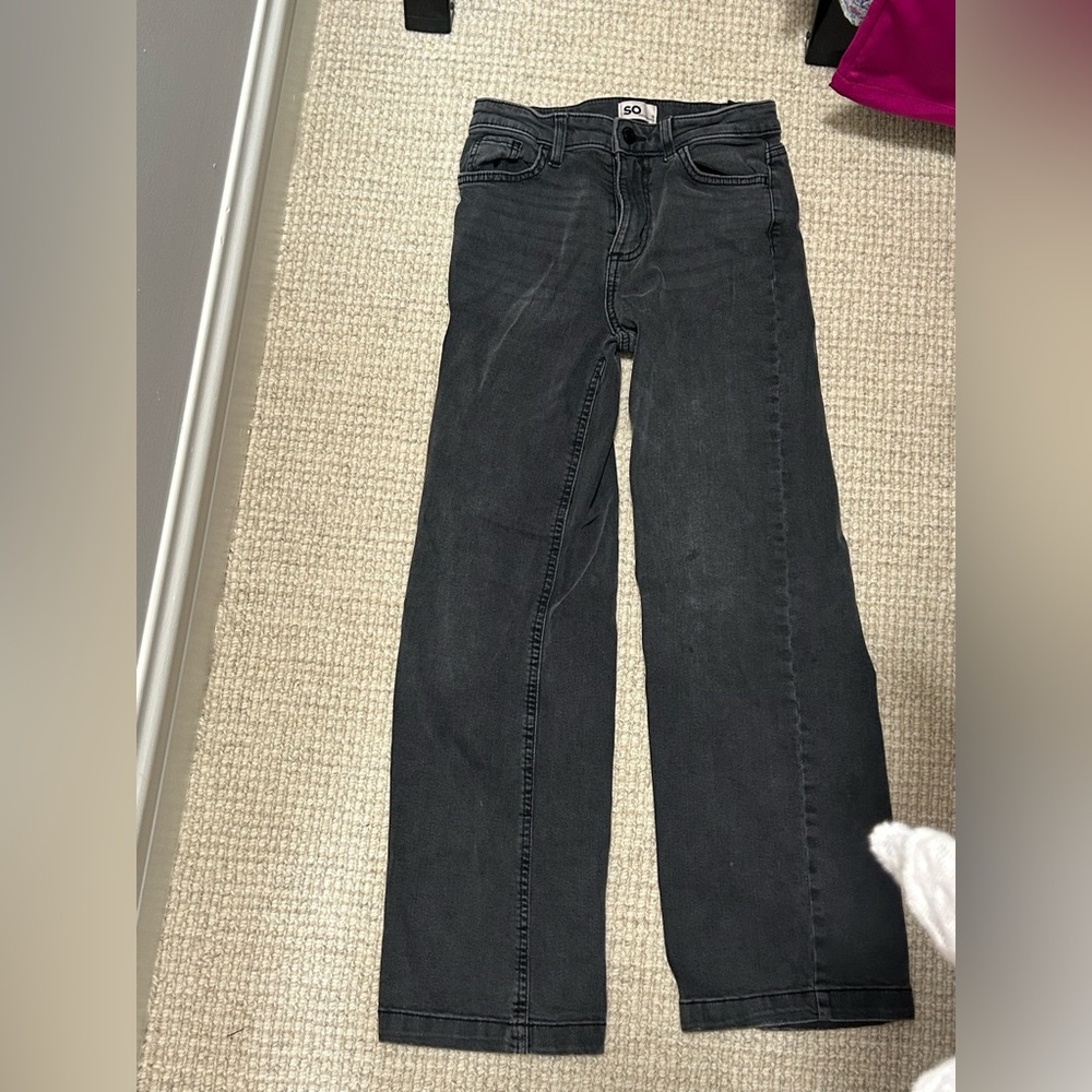 Girls Wide Leg black denim jeans